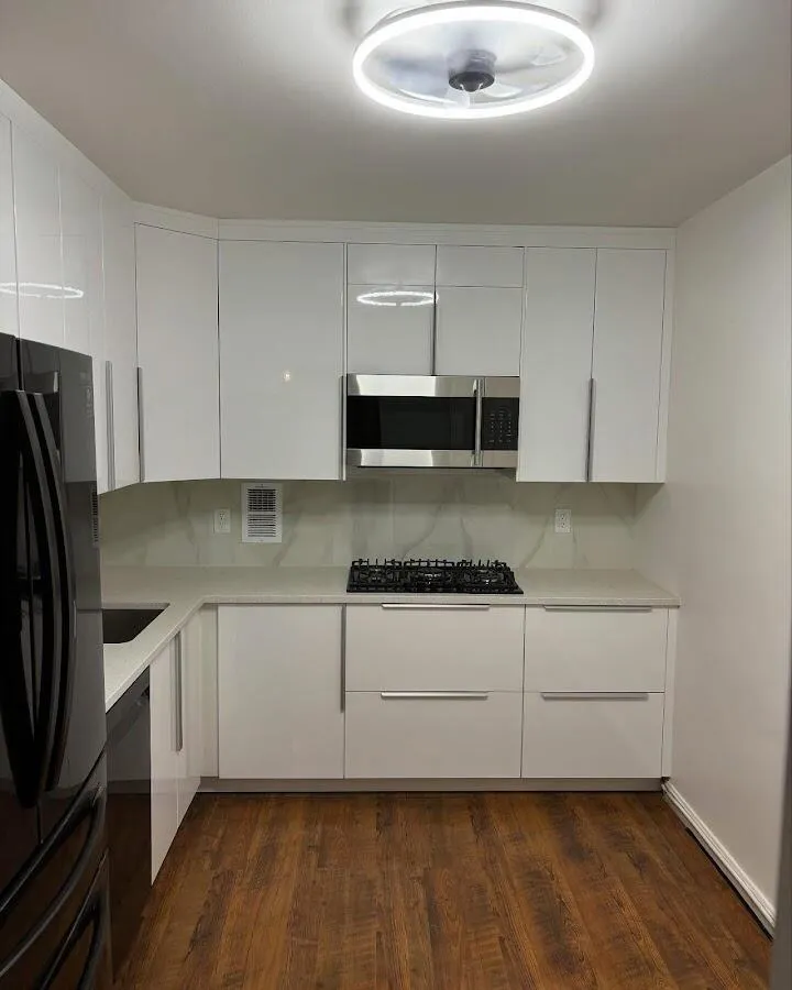 Renovated kitchen with quartz countertops in Addison